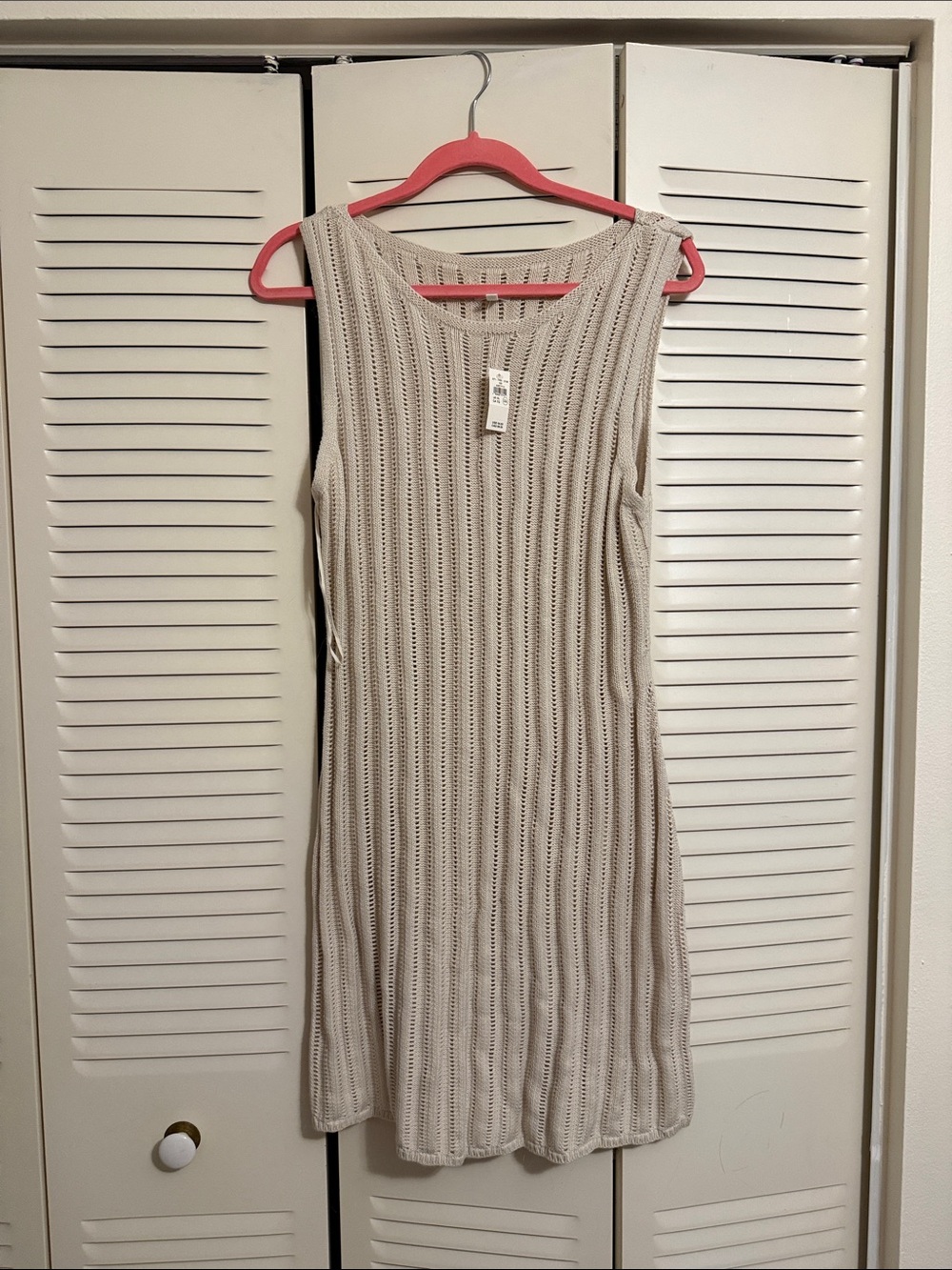 aerie crocheted Beige Open-Sleeveless Midi Dress